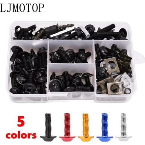 For Kawasaki ZX 6 9R R400 ZZR600 VERSYS 1000 Z1000 ZX10R 175pcs Motorcycle Fairing Body Bolts Kit Fastener Clips Screw Nuts M6