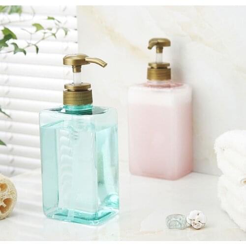 C5AC 1Pc 600ml Portable Soap Rectangular Dispenser Press Type Split Empty Pump Bottle Transparent Candy Color Shampoo Shower