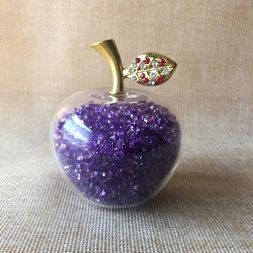 Crystal Apple Paperweight Glass Figurine Diamonds Natural Stone Crafts Home Decor Ornaments Fruit Miniature Gifts Souvenirs