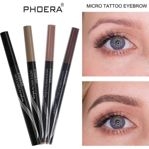 PHOERA 4 Fork Microblading Eyebrow Pencil Brow Tint Waterproof Eyebrow Enhancers Fine Sketch Tattoo Pen Cosmetic Makeup TSLM1