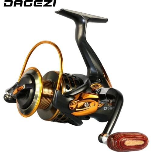 DAGEZI Gapless metal head spinning wheel 13+1BB spinning fishing reel 1000-7000 series All-metal wood Handle fishing reels