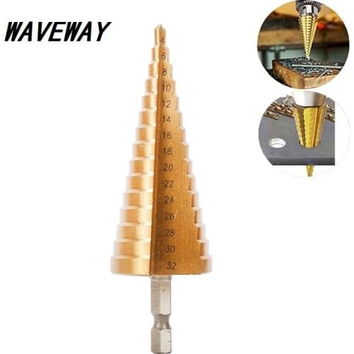 HSS 4-32MM 4241 Hex Shank Tapered Titanium Step Stepped Cone Drill Bit Metal Hole Cutter Mini Drill Power Tools Accessories