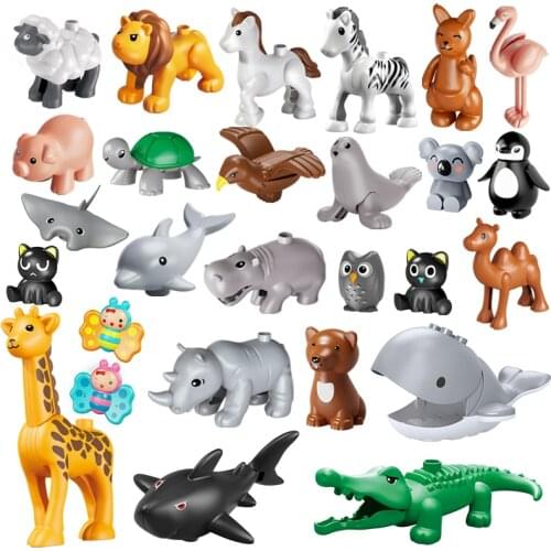 75 Styles Big Size Building Blocks Animal Accessories Figures Block Lion Panda DIY Bricks Assembly Toys For Children Kids Gifts