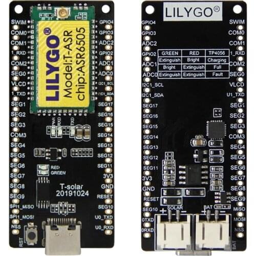 LILYGO® TTGO T-Solar 433/868/915MHz Solar Power Development Board STM8L152 CPU SX1262 Lora With Antenna