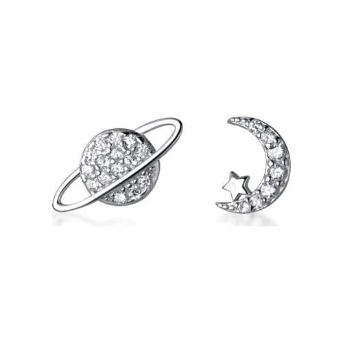 Cute stud earrings for women chic star earring micro Crystal 925 sterling silver earlobe piercing fine jewelry ear accessory
