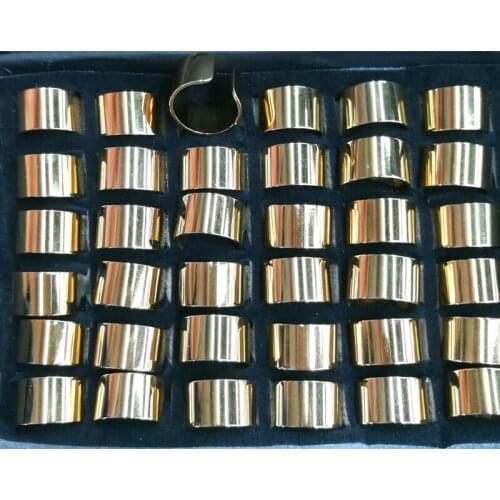 Fashion Gold Color Wide Glossy Surface Stainless Steel Rings 36pcs/lot