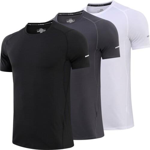 2021 Summer Compression Mens t-shirts Monochrome Coach Training Shirts Round Neck Running T Shirt Leisure Fitness Sports Shirt