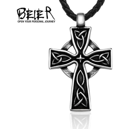 Beier 316L stainless high quality viking Pattern cross pendant necklacet for Men Amulet scandinavian fashion Jewelry LP460