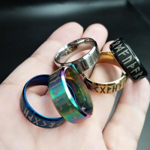 Stainless Steel Viking Rings Men Amulet 24 runes rings for women scandinavian ring jewelry
