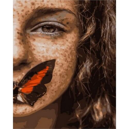 Frameless diy painting by numbers picture by numbers for home decor PBN for living room 4050cm girl with butterfly