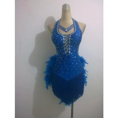 New style Latin dance costume sexy sequins Feather latin dance competition dress child lady latin dance dresses S-XXXL