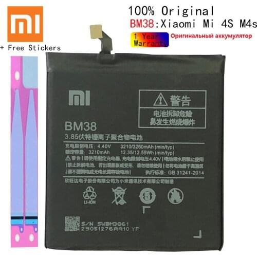 Original Phone Battery for Xiaomi Mi4S Battery Xiaomi Mi 4S BM38 Battery Replacement Batteries Xiomi bateria M4S
