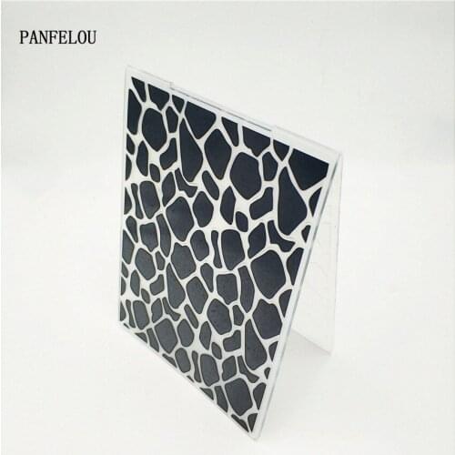 PANFELOU River pebble puzzle card Embossing folders Plastic For Scrapbooking DIY Template Fondant Cake Photo Album Card Making