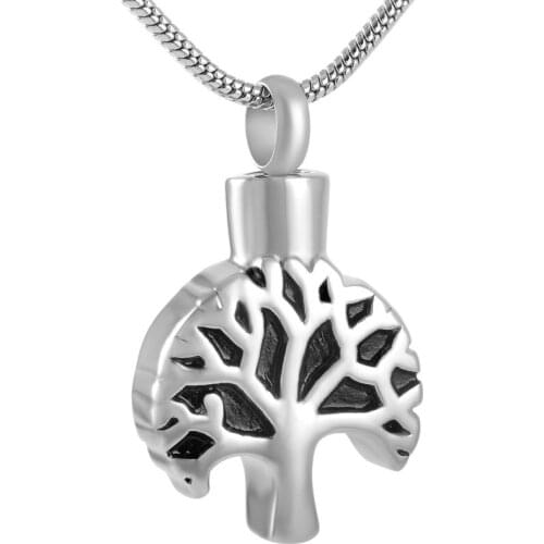 Stainless Steel Tree of Life design Ash Holder Mini Urn Pendant Necklace for Ashes Cremation Jewelry