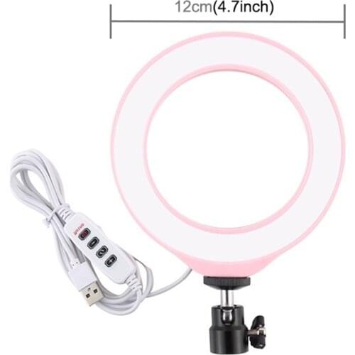 4.7 inch/12cm USB 3 Modes Dimmable Photography Selfie Ring Light LED Video Light For Blogger&Cold Shoe Tripod Ball Head