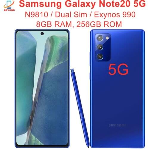 Samsung Galaxy Note20 5G N9810 Dual Sim 6.7" 8GB RAM 256GB ROM Snapdragon 865+ Octa Core 64MP+12MP+12MP Original Cell Phone