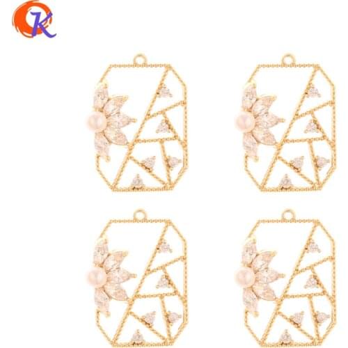 Cordial Design 20Pcs 14*20MM Jewelry Accessories/DIY/Genuine Gold Plating/Imitation Pearl/Hand Made/Earrings Findings/CZ Charms