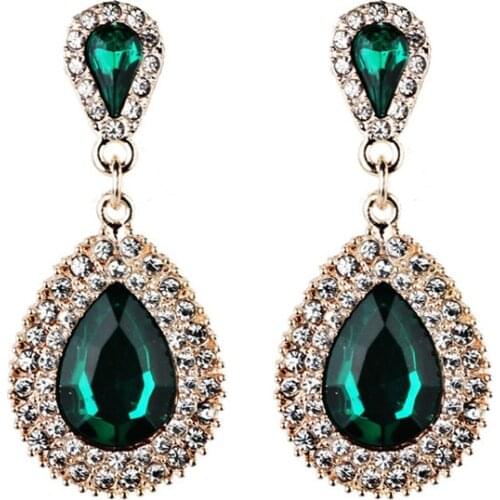 Fashion Women Crystal Earrings Palace Retro Luxury Earings Rhinestones Water Drop Stud Sweet Long Earrings Wedding Jewelry Gift