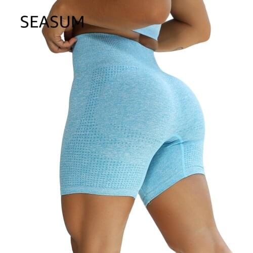 SEASUM Seamless Shorts For Women Hip Push Up Short Leggings High Waist Gym Yoga Shorts Tummy Control Workout Fitness Shorts