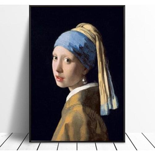 Modern Famous Painting Girl With A Pearl Johannes Vermeer Canvas Paintings Classical Figure Posters And Prints Poster Home Decor