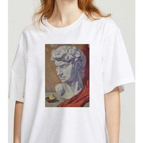 Statue of David t-shirt Printing cartoon cute top fun ulzzang kawaii harajuku female korean tshirt Kawaii Camisas T-shirt