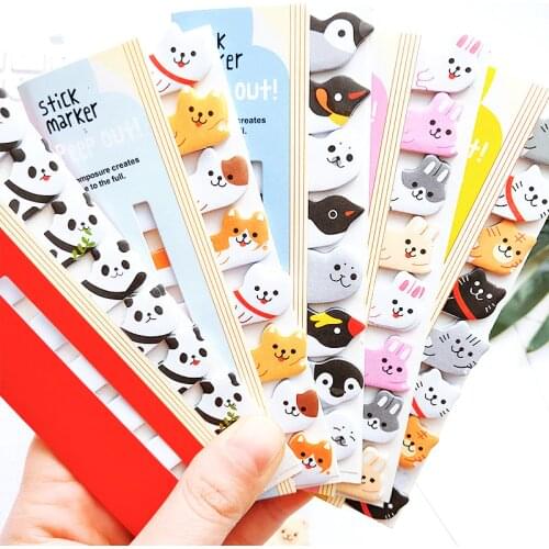 1Pcs Cute Kawaii Cartoon Animal Bookmark Sticky Note Student Message Sticky Planner Stickers Memo Pad Gift Stationery Notebook