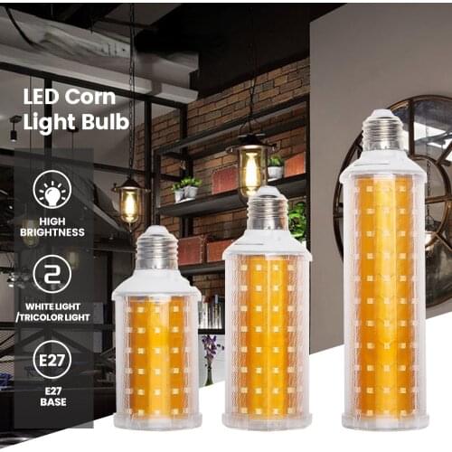 LED Corn Bulb E27 Screw Bulb AC 220-240V Household Candle Three-color Dimming 20W/25W/30W High-power White Light Bulb
