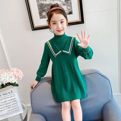 Girls Sweater Kids Coat Outwear 2021 Turtleneck Thicken Warm Winter Autumn Knitting Tops Cotton Teenager Pullover Childrens Clo