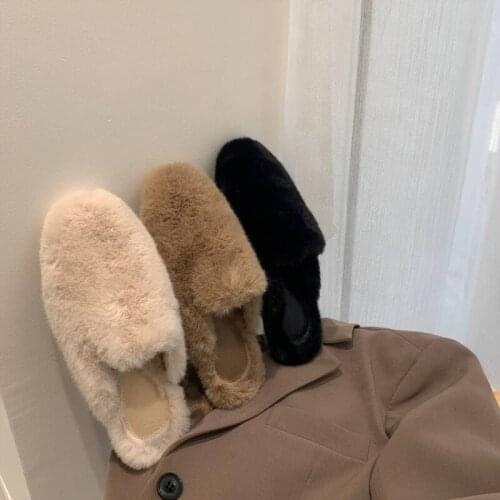 Warm Plush Slippers Soft 2020 New Ladies Indoor Flat Lazy Shoes Casual Low Heel Sexy Comfortable Womens Shoes