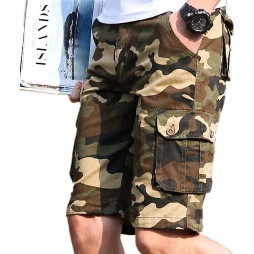 Outdoor sports mens large multi pocket overall knee length short trousers summer mountain thin loose camouflage beach shorts