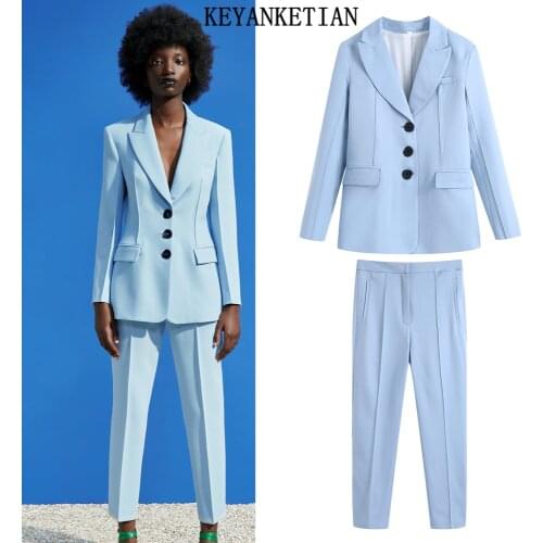 Za womens trouser suit office suit jacket solid color suit chic jacket female 2-piece slim suit high-waist straight-leg pants