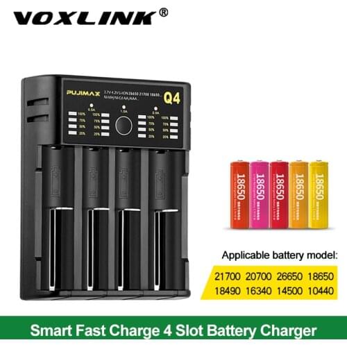 VOXLINK battery charger18650 3.7V-4.2V USB cable fast charging 26650 18350 21700 26500 22650 Li-ion Rechargeable Battery charger