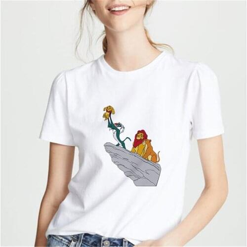 2021 Summer Women T-shirt Simba Lion King Print Tshirts Female O-Neck Short Sleeve Tshirts Casual Loose Unisex Harajuku Tee Tops