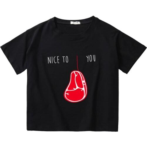 Nice to meat you funny crop top women cotton short sleeve t-shirt women O-neck short tee shirt summer top women clothes harajuku
