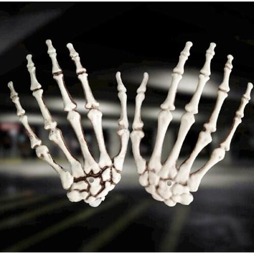 1 Pair Halloween Decoration Skeleton Hands Realistic Life Plastic Fake Human Hand Bone Ghost Haunted House Scary Horror Props