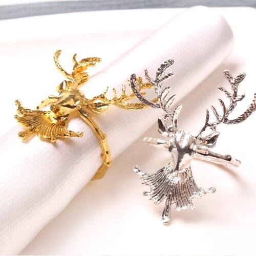 10pcs/lot Christmas Day Deer Head Napkin Button Elk Snowflake Napkin Ring Peace Fruit Bell Christmas Tree Napkin Ring