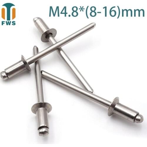 10 PCS M4.8*(8-16)mm Stainless Steel Countersunk Head Break Mandrel Blind Rivet Nail Pop Rivets for Furniture Car Aircraft