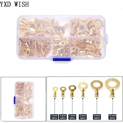 150/300/450 pcs Ring Lugs Crimp Terminal M3/M4/M5/M6/M8/M10 Ring Lugs Copper Crimp Terminals Cable Wire Connector Non-insulated