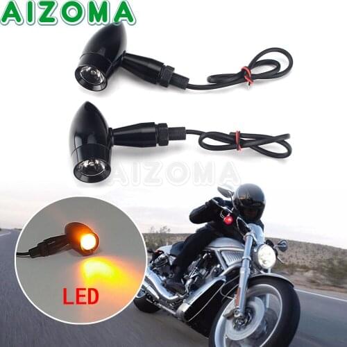 Cafe Racer Motorcycle Bullet LED Turn Signal Indicator Light Blinker Lamp For Harley Chopper Sportster Softail BMW Ducati Honda