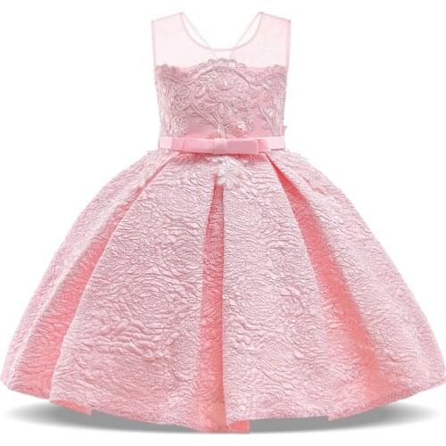 2021 Flower Kids Party Dress For Girl Children Costume Dress Elegant Embroidery Princess Dresses Vestido Girls Evening Clothes