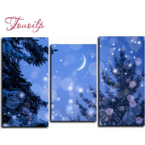 3pcs,Full,square&round Diamond Embroidery,Snow scene moon Diamond Painting,Cross Stitch,3D,Diamond Mosaic,diamond pattern,Crafts