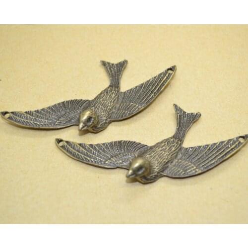 5Pcs Zinc Alloy Charms Antique Bronze Plated bird Pendants Metal Jewelry Findings Fit DIY 41*72mm