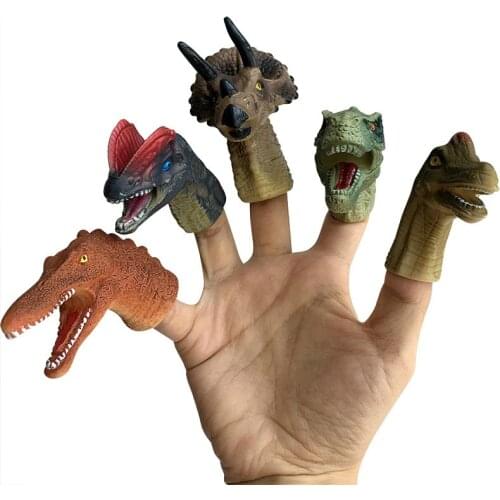 5Pcs/set Animal Dinosaur Puppets Hand Finger Toys For Children Hand Playing Doll Role Play Mini Fun Novelty Christmas Gift Adult
