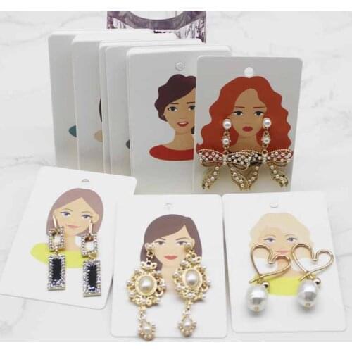 6*9cm 50pc beauty head jewelry package card paper necklace earring display tag card longer earring holder card jewelry package