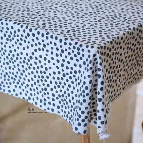 50cm*150cm/Piece, Dot Thickened Cotton Linen Blue Printing Cloth, Clothing Curtain Tablecloth, Handbag Fabric, DIY Hand Material