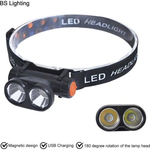 Free Shipping High Power Small Headlamp Built-in 18560 Rechargeable Mini Portable Troch Flashlight Lantern,Yellow and White LED