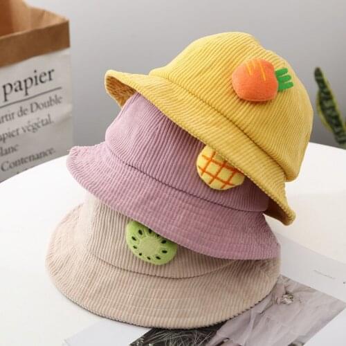 Childrens fisherman hat autumn and winter baby corduroy warm hat cartoon cute male and female baby spring and autumn hat