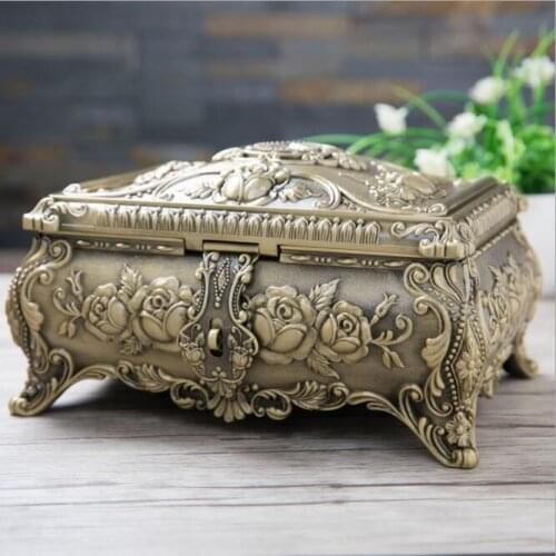 26cm*22cm large size two layers bronze color metal jewelry box makeup organizer drawer organizer storage organizer for girl Z162