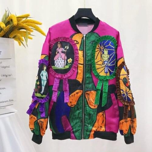Sequins bomber jacket women Harajuku pilot jacket coat 2019 casual printing basic baseball jackets