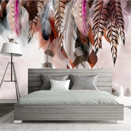 Nordic Hot Sell Feather Mural Wallpapers for Living Room Bedroom Decoration Wallpaper Wall Covering 3d Wall Papers Home Decor